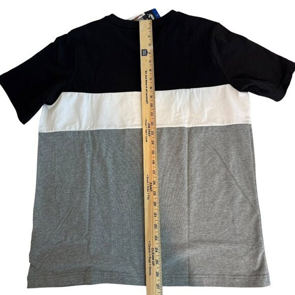 Puma Men’s Colorblock Logo Tee Shirt Black White Gray Size Youth L NWT - Picture 4 of 6